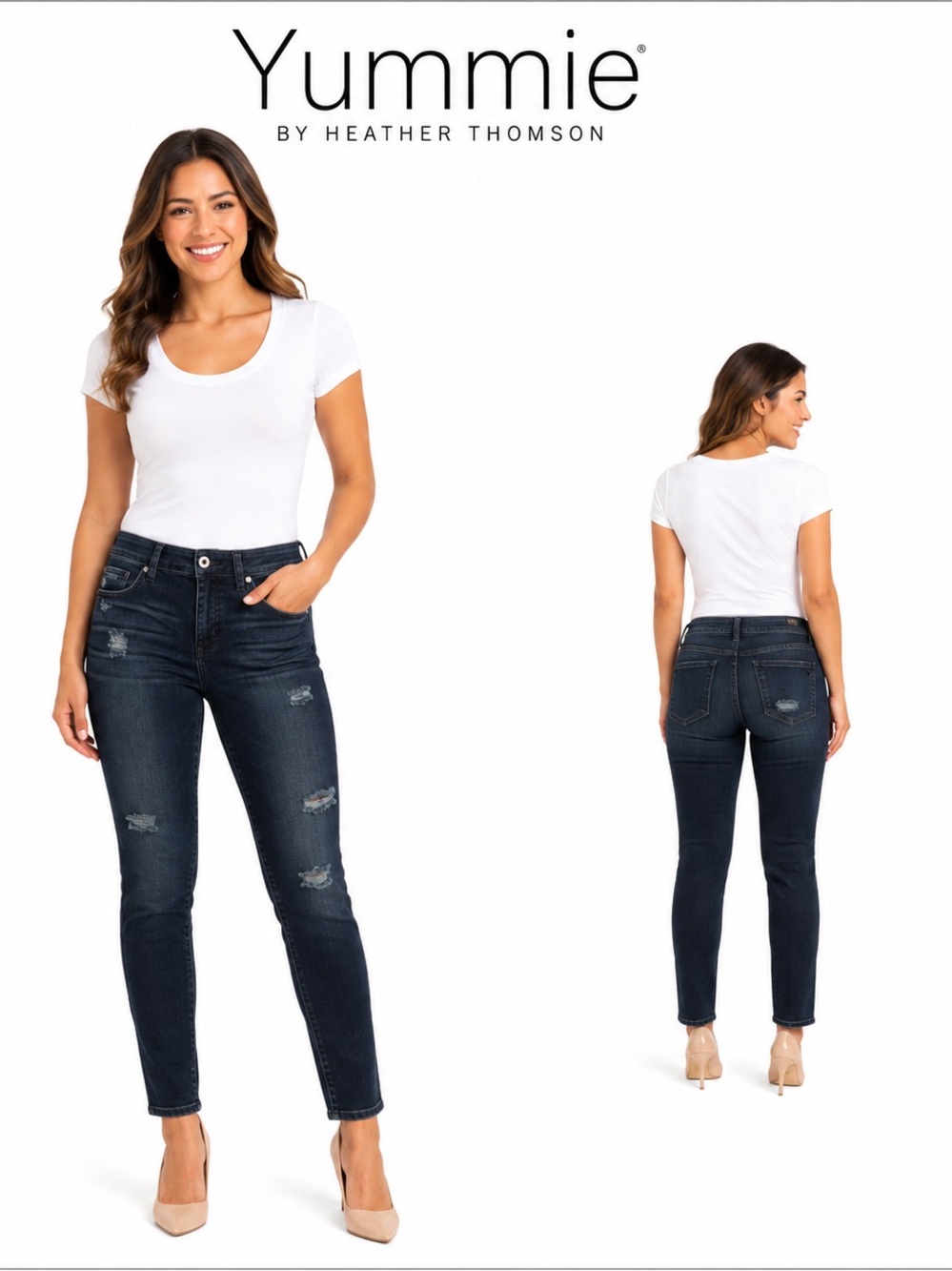 Yummie Heather Thomson Skinny Destroyed Indigo Rock What You Got Jeans 28